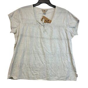 Woolrich Short Sleeve Lenora Top XXL Cream Cotton Cottage Country Coastal Beach